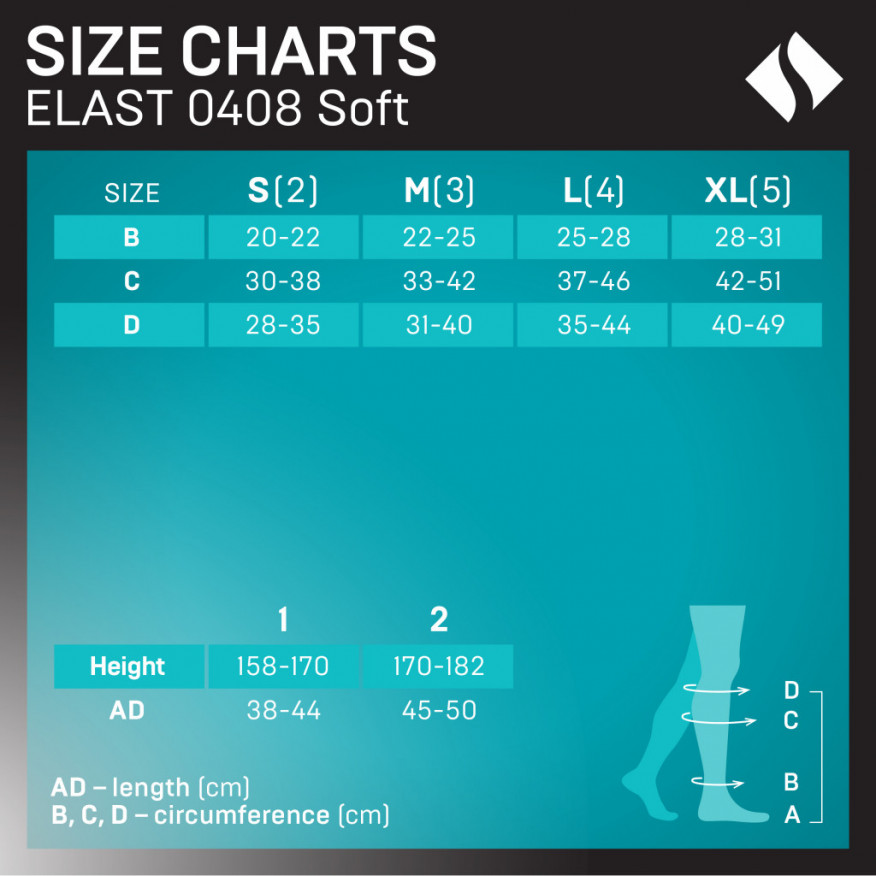 Bas de genou de compression médicale élastique sans embout, unisexe. Soft