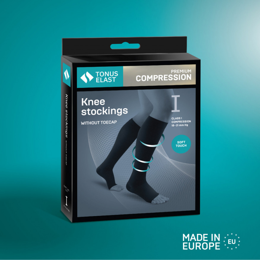 Medias elásticas de compresión médica hasta la rodilla sin puntera, unisex. Soft