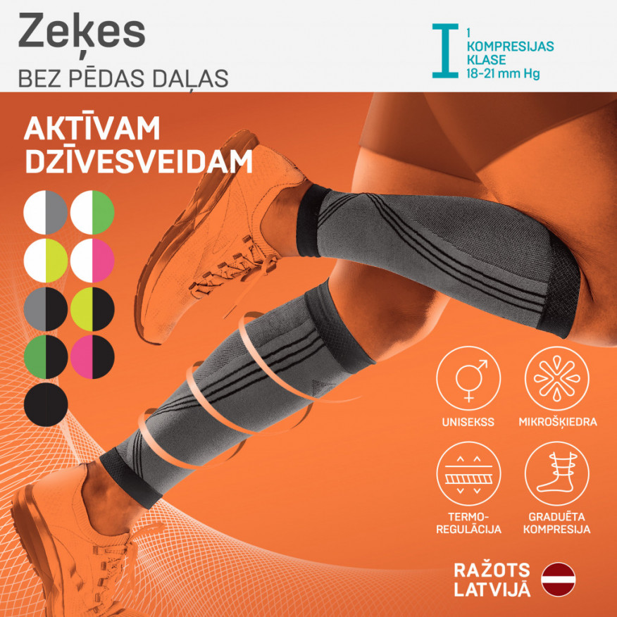 Kompresijas getras bez pēdas daļas sportam un aktīvam dzīvesveidam, unisekss. Active Kompresijas getras bez pēdas daļas sportam un aktīvam dzīvesveidam, unisekss. Active