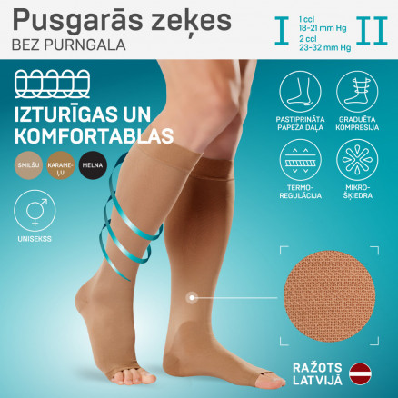 Medias de rodilla de compresión médica sin toallas, unisex. LUX