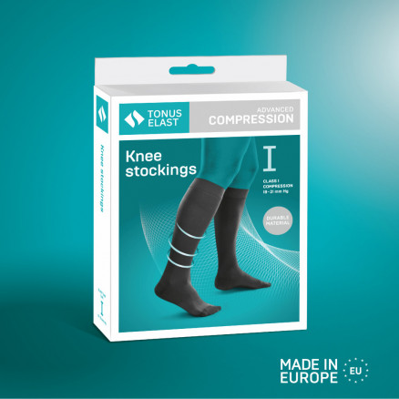 Medical compression knee stockings, unisex. LUX