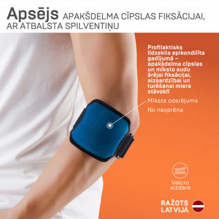 Medicīniskais apsējs no neoprēna (ortoze) apakšdelma cīpslas fiksācijai, universāls