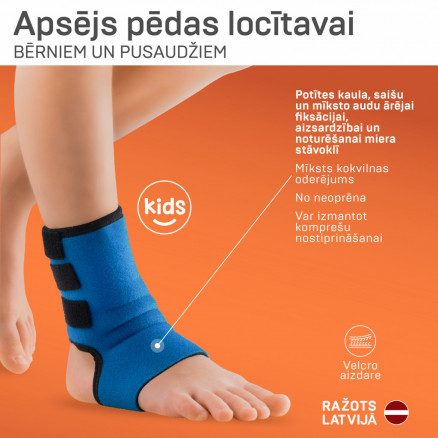 Medicīniskais apsējs no neoprēna (ortoze) pēdas locītavas fiksācijai, ar velcro aizdari, bērnu. LUX