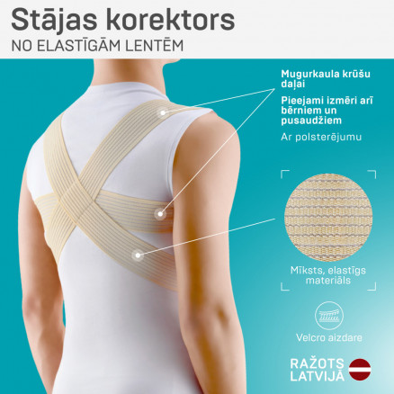 Medicīniskais elastīgais stājas korektors (ortoze), krustveidīgs, augsta komforta