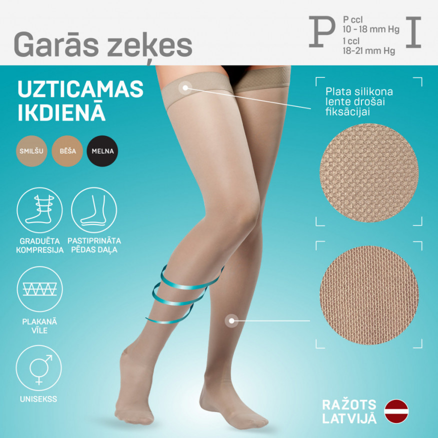 Medicīniskās kompresijas garās zeķes, unisekss. *Akcija attiecas, tikai uz profilaktisko kompresijas klasi!