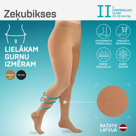 Medicīniskās kompresijas zeķubikses, lielākam gurnu izmēram. LUX MAX