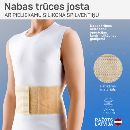 Medicinskt elastiskt bälte för navelbråck, med avtagbart inlägg