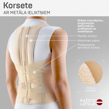 Medizinische elastische Rückenbandage für die obere und untere Wirbelsäule, mit Metalleinsätzen