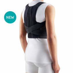 Medical elastic thoracic spine support posture corrector from breathable and durable material with metal inserts.