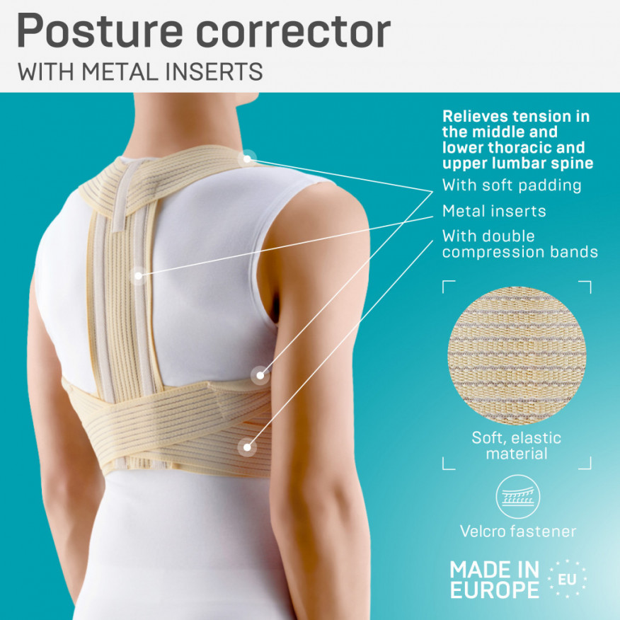 Correcteur de posture élastique médical avec inserts métalliques. Confort Correcteur de posture élastique médical avec inserts métalliques. Confort