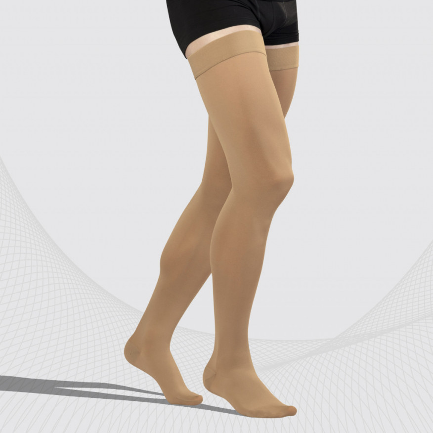 Bas de cuisses à compression médicale avec toecap, unisexe. LUX