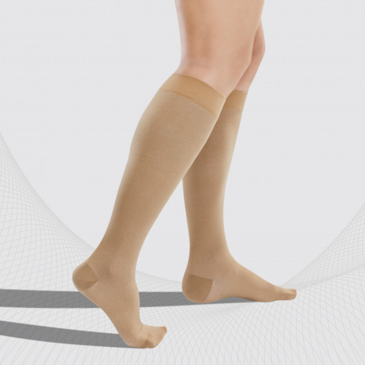 Medical compression knee stockings, with cotton, unisex. For daily use and travel. Cotton