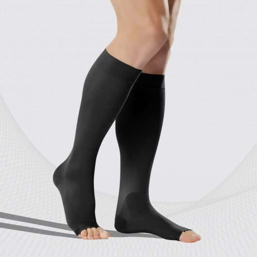 Medical compression knee stockings without toecap, unisex. LUX