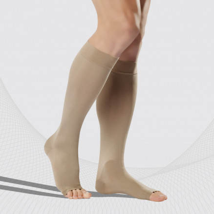 Medical compression knee stockings without toecap, unisex. LUX