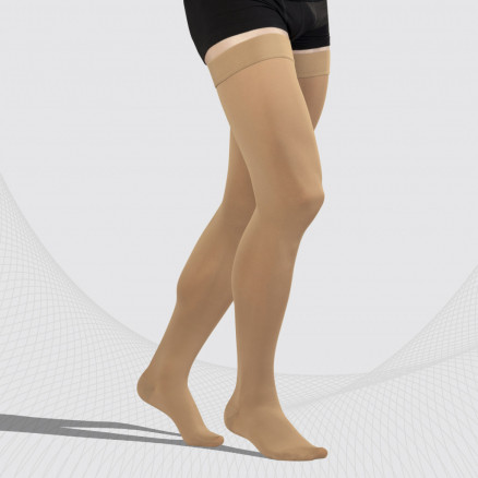Medizinische Kompression Schenkelstrümpfe mit Toecap, Unisex. LUX