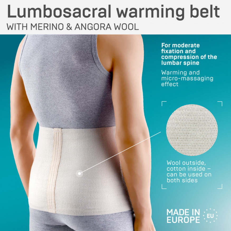 Lumbosacral warming belt with merino & angora wool Lumbosacral warming belt with merino & angora wool