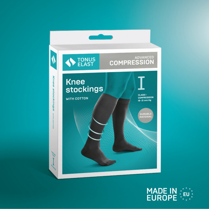 Medical compression knee stockings, with cotton, unisex. For daily use and travel. Cotton Medical compression knee stockings, with cotton, unisex. For daily use and travel. Cotton