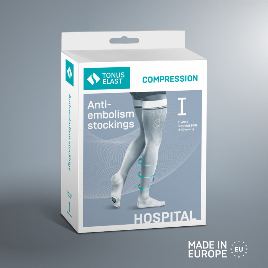 Medical compression thigh stockings with inspection opening, anti-embolism, unisex. Hospital Medical compression thigh stockings with inspection opening, anti-embolism, unisex. Hospital