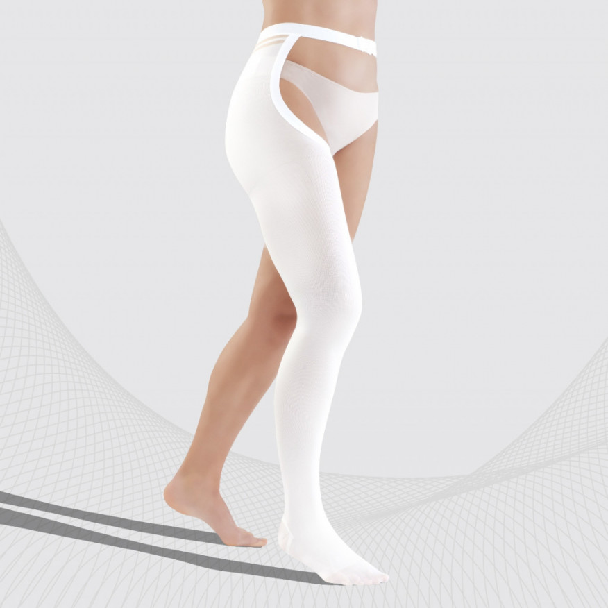 Medizinischer Kompressions-Monostrumpf mit Kontrollöffnung, Anti-Embolie, mit Verschluss an der Taille, Unisex. Krankenhaus