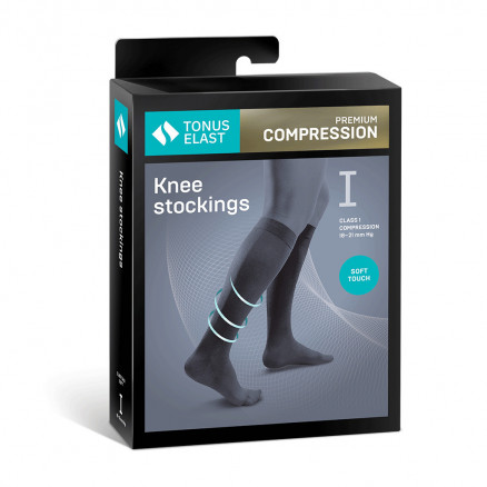 Elastiska medicinska knästrumpor, speciellt mjuka, unisex. Mjuk