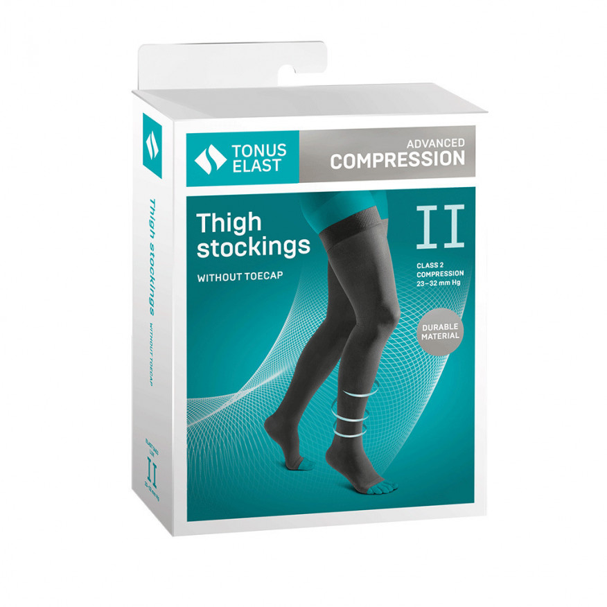Medical compression thigh stockings without toecap, unisex. LUX Tonus
