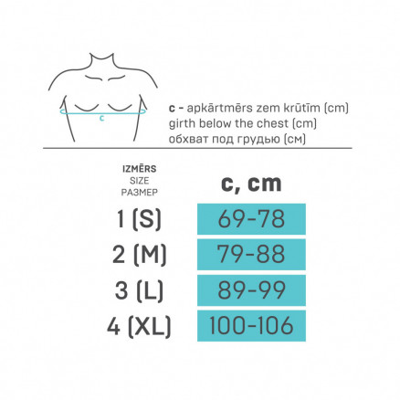 Medizinische elastische Brustwirbelsäulenstütze aus atmungsaktivem und strapazierfähigem Material mit Metalleinsätzen.