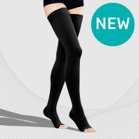 Lääkinnälliset tukisukat avoimella kärjellä, reisipituus, unisex. LUX 2.0