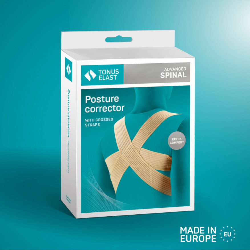 Medical elastic posture corrector with crossed straps Medical elastic posture corrector with crossed straps