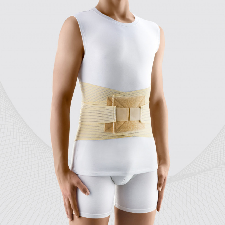 Corset de fixation lombaire élastique médicale avec inserts métalliques et sangles de réglage de la compression renforcées. Confort Corset de fixation lombaire élastique médicale avec inserts métalliques et sangles de réglage de la compression renforcées. Confort