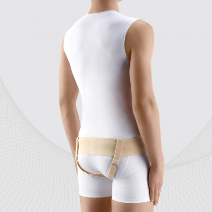 Medical elastic belt for inguinal hernia treatment, double-sided, with removable inserts