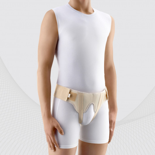 Medical elastic belt for inguinal hernia treatment, double-sided, with removable inserts