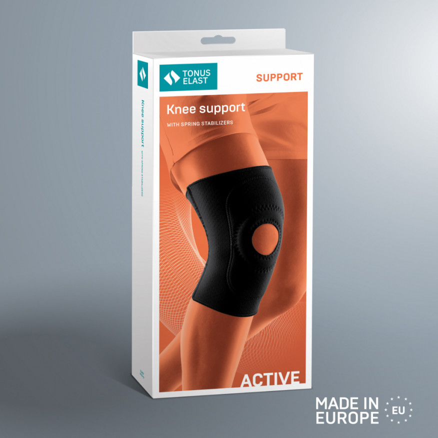 Medical neoprene knee band, with flexible inserts Medical neoprene knee band, with flexible inserts