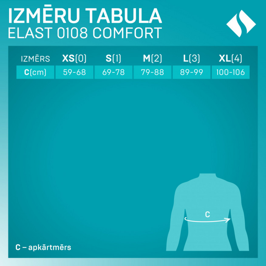 Medicīniskais elastīgais stājas korektors mugurkaula krūšu daļai, ar metāla ieliktņiem Comfort Medicīniskais elastīgais stājas korektors mugurkaula krūšu daļai, ar metāla ieliktņiem Comfort