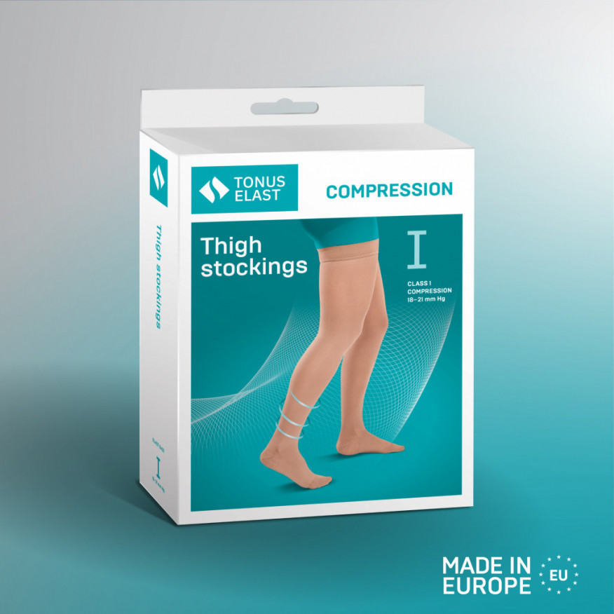 Bas de cuisses à compression médicale, unisexes.