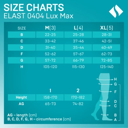 Medizinische Kompressionsstrumpfhose für größere Hüftumfänge. LUX MAX