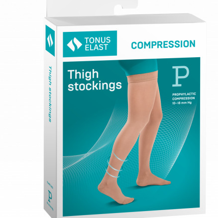 Medical compression thigh stockings, unisex Set of 2 pairs
