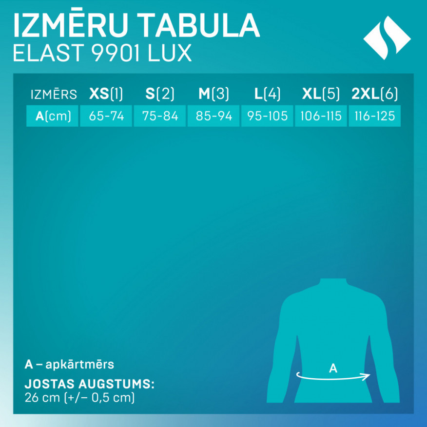 Medicīniskā elastīga pēcoperācijas josta, ar porolona detaļu jostas priekšpusē un mīkstu iekšpusi. LUX