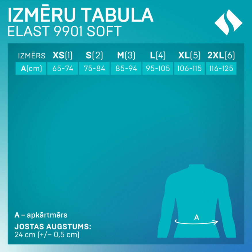 Medicīniskā elastīgā pēcoperāciju josta, ar porolona detaļu jostas priekšpusē. Soft