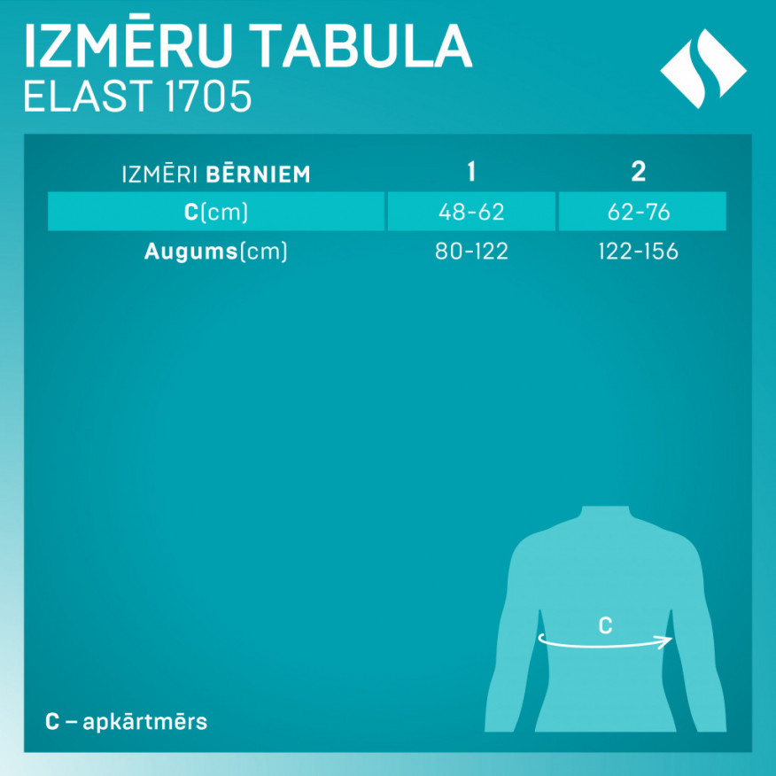 Medicīniskais apsējs atslēgas kaula fiksācijai (reklinators), bērniem