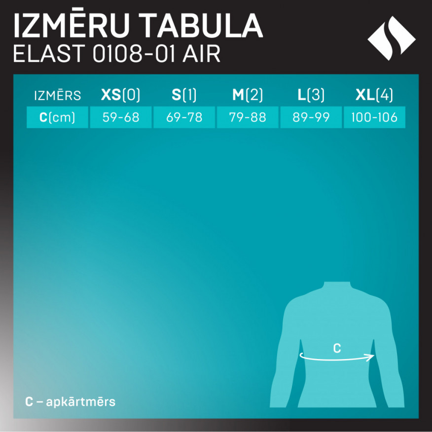 Medicīniskais elastīgais stājas korektors mugurkaula krūšu daļai no elpojoša, nodilumizturīga materiāla, ar metāla ieliktņiem