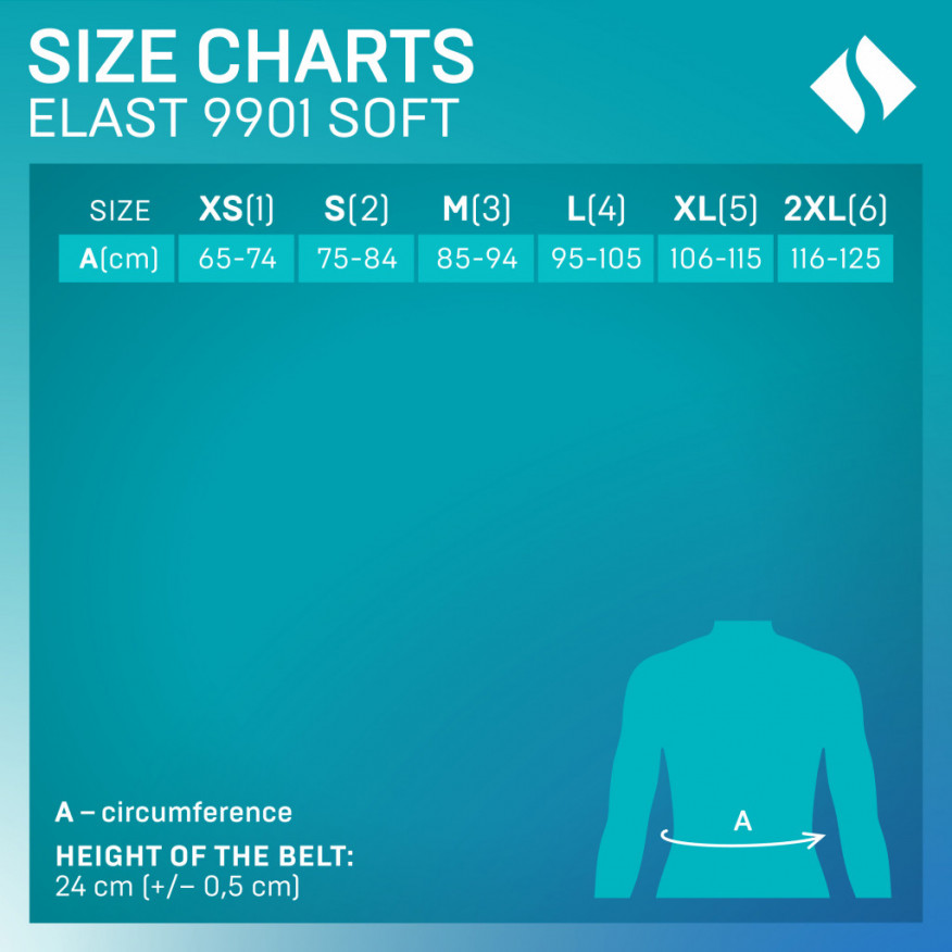 Medizinischer, elastischer Gürtel für postoperative Eingriffe, mit Schaumstoffdetails auf der Vorderseite des Gürtels. Weich