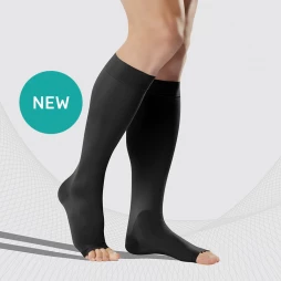 Elastic medical compression knee stockings without toecap, unisex. Soft