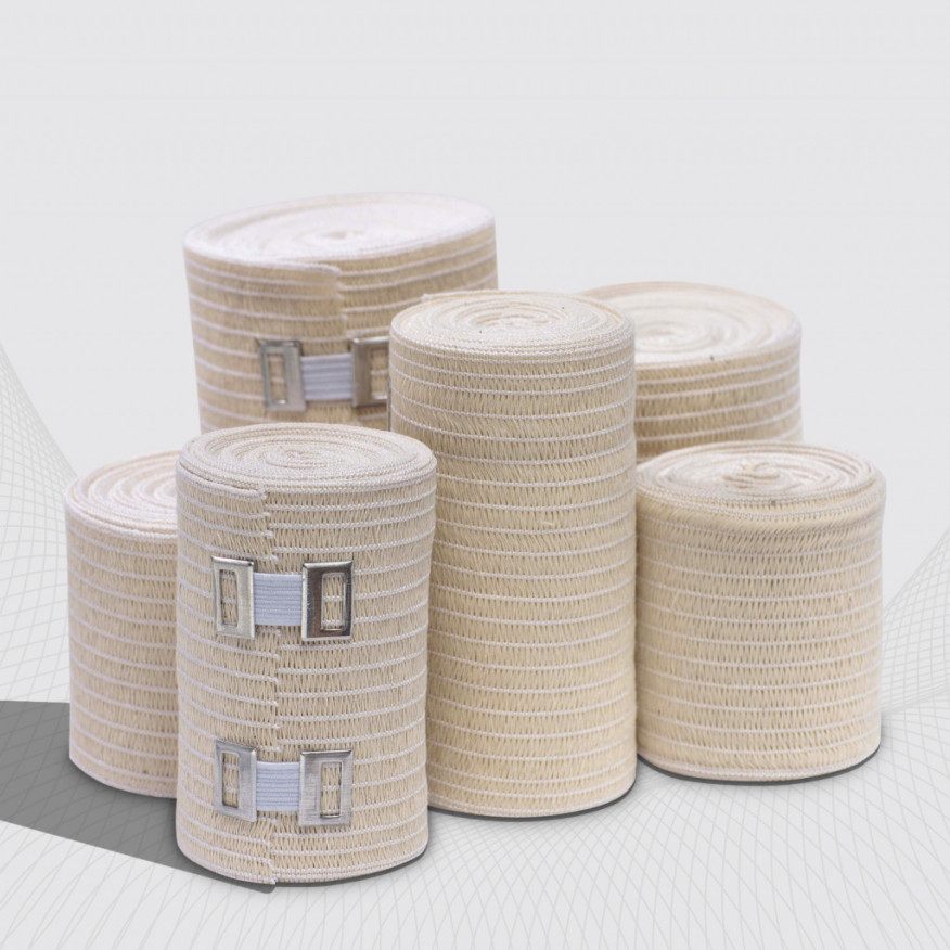 Elastisches medizinisches Verbandsband komprimierend. Hohe Dehnbarkeit, 100 mm Elastisches medizinisches Verbandsband komprimierend. Hohe Dehnbarkeit, 100 mm