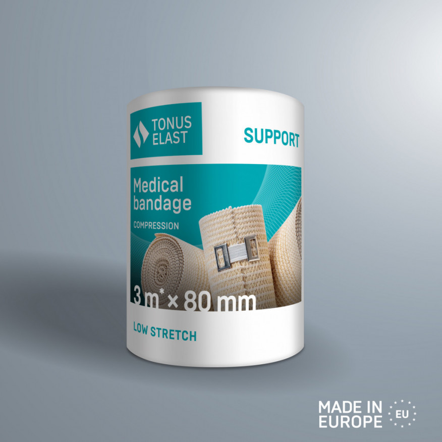 Rubans élastiques pour bandages médicaux compressifs. Étirement faible, 80 mm Rubans élastiques pour bandages médicaux compressifs. Étirement faible, 80 mm
