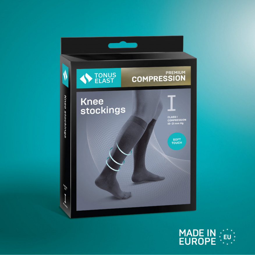 Elastsed meditsiinilised kompressioonpõlvesukad, eriti pehmed, unisex. Pehme