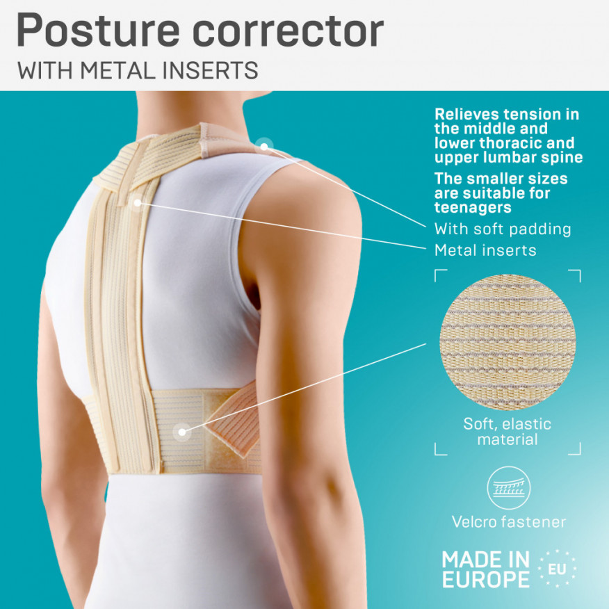Correcteur de posture élastique médical avec inserts métalliques Comfort Correcteur de posture élastique médical avec inserts métalliques Comfort