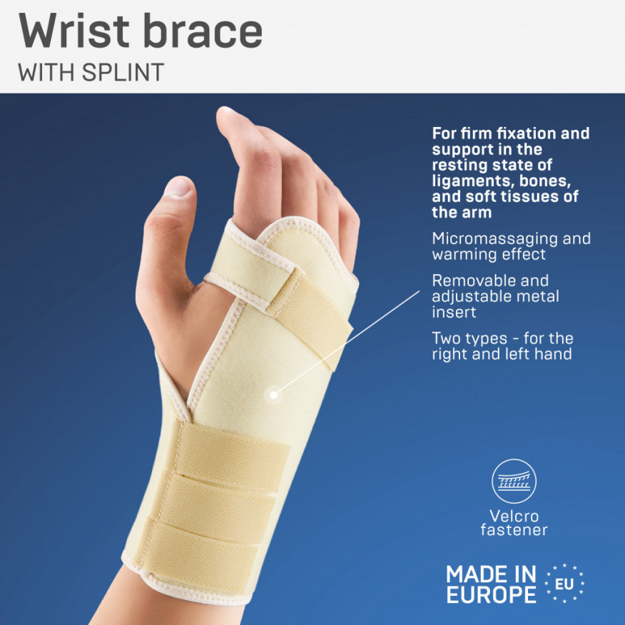 Elastic medical wrist joint bandage with a removable metallic plate Elastic medical wrist joint bandage with a removable metallic plate