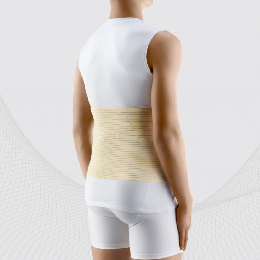 Medical elastic belt post-operative, with foam detail on the front of the belt. Soft Medical elastic belt post-operative, with foam detail on the front of the belt. Soft