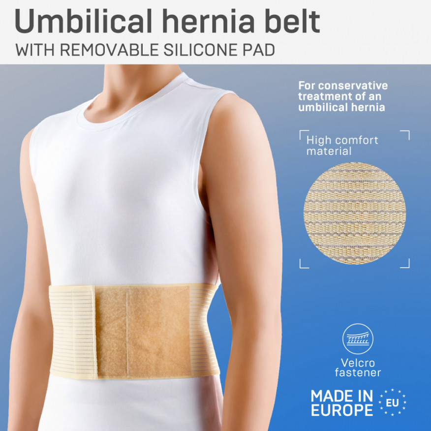 Medisinsk elastisk belte for behandling med umbilisk bronløshet mot umbilisk hernia, med et flyttbart og flyttbart plagg Medisinsk elastisk belte for behandling med umbilisk bronløshet mot umbilisk hernia, med et flyttbart og flyttbart plagg