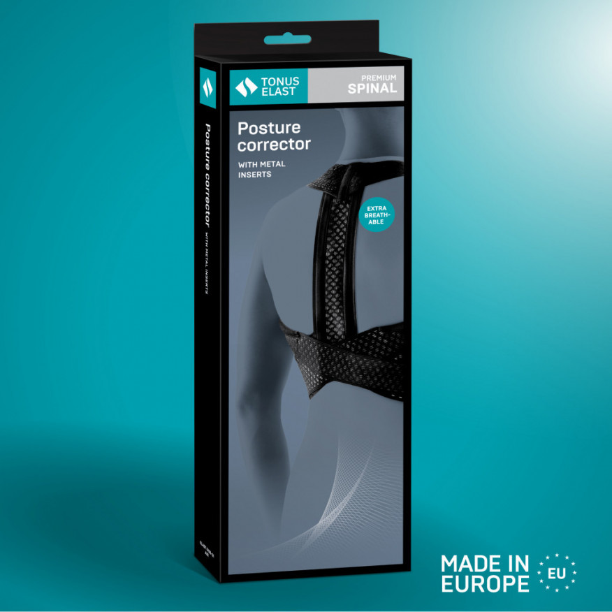 Medizinische elastische Brustwirbelsäulenstütze aus atmungsaktivem und strapazierfähigem Material mit Metalleinsätzen Medizinische elastische Brustwirbelsäulenstütze aus atmungsaktivem und strapazierfähigem Material mit Metalleinsätzen